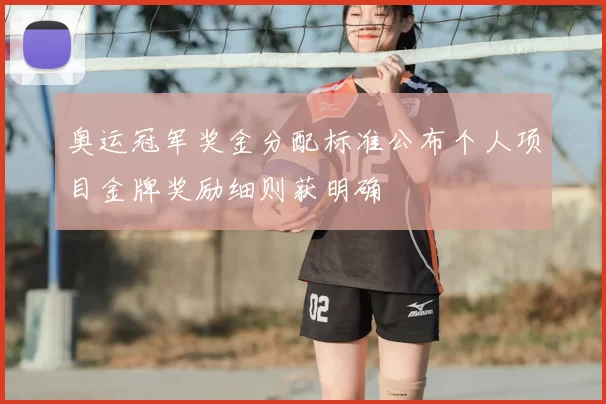 奥运冠军奖金分配标准公布个人项目金牌奖励细则获明确